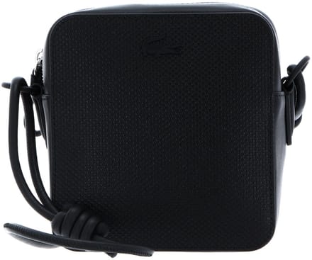 LACOSTE Leren Schoudertas Avondtas Chantaco Square Crossover Bag Noir Zwart