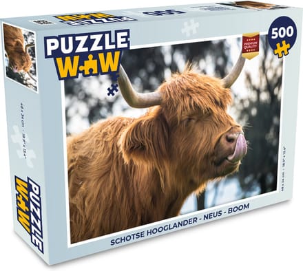 Puzzel Schotse Hooglander - Neus - Boom - Legpuzzel - Puzzel 500 stukjes