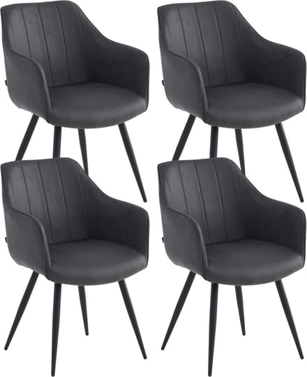 Colenis® - Verto Eetkamerstoel - Set Van 4 - Antraciet - Microfiber Stof - Microvezel - Industrieel