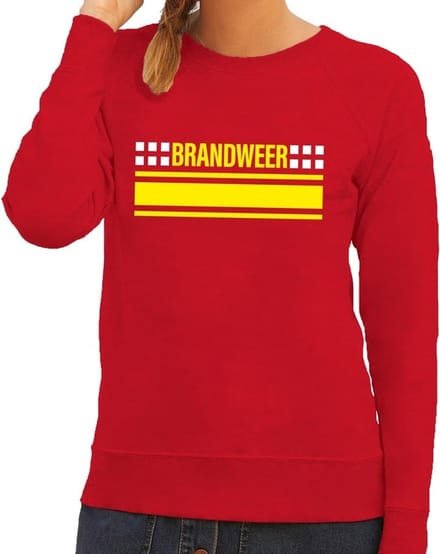 Brandweer logo rode sweater voor dames - Hulpdiensten verkleedkleding S