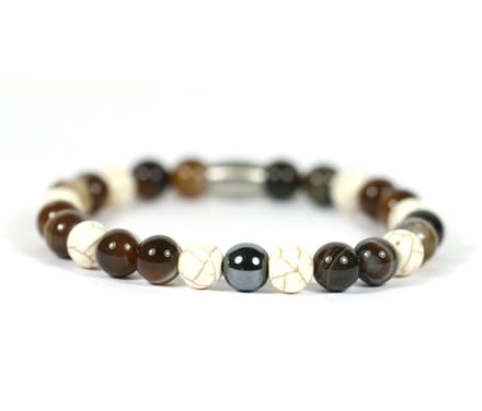 Heren armband howliet / coffee agate - Ibizamen - 21cm
