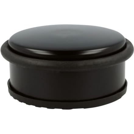 Deurstopper - mat roestvrij staal - Ø 100 x H 40 mm - met rubberen ring als deurbescherming - antislip - zwart