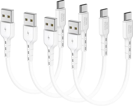 Usb A naar usb C kabel - 4 stuks - Usb C naar usb - Korte oplaadkabels voor smartphone, tablet, ereader, accessoires met usb C ingang - Voordeelpak - 30cm - Wit
