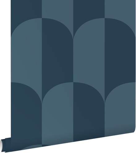 ESTAhome behang art deco bogen vergrijsd donker blauw - 53 cm x 10.05 m - 139996