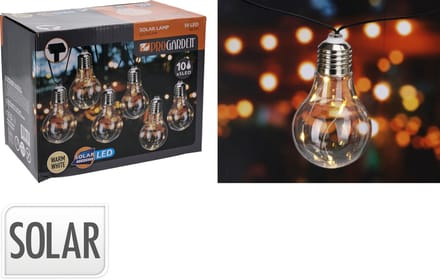 Feestverlichting - 10 Lampen - Warm Wit Licht - Solar
