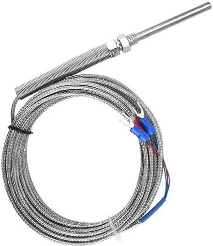 BRENZOOS- PT100 Element - Precisie Thermoelement - 3 Draden - Temperatuurbereik 0-400 °C - Kabellengte 5 m - Schroefdraaddiameter 8 mm