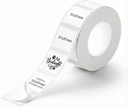 Niimbot Labelprinterrol B21/B1/B31/B4 - 31x31mm - 210 Labels - 1 rol - Wit - Rond Label