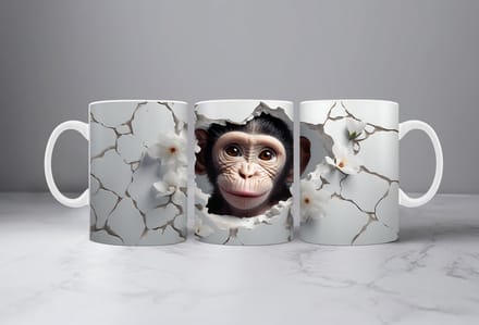 3D koffiemok Chimpanzee Mug Wrap