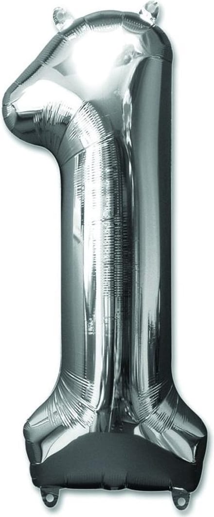 Haza Original Folieballon Cijfer 1 Zilver 92 Cm