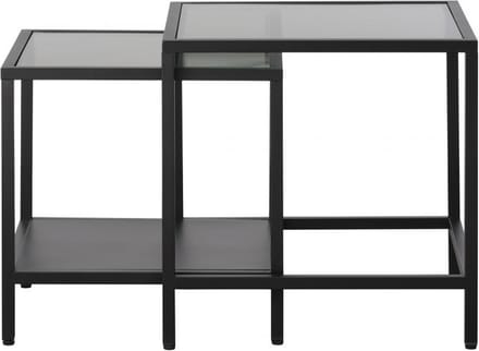 Nordic Home - Olan glazen bijzettafels - set van 2 - zwart