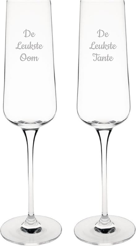 Gegraveerde Champagneglas 27cl De Leukste Tante-De Leukste Oom
