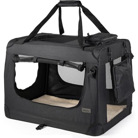 lionto transportbox, opvouwbaar, stevig & met kussen, 90x61x65 cm zwart