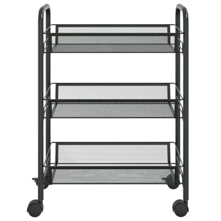 vidaXL - Keukentrolley - 3-laags - 46x26x64 - cm - ijzer - zwart