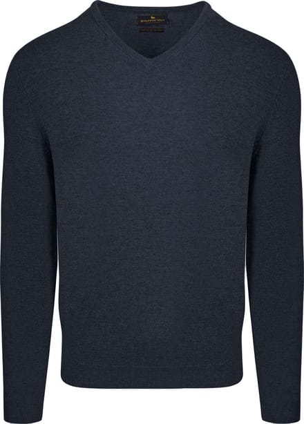 Steppin' Out Pullover V-hals Merinowol Navy - Maat S - Heren - Pullovers
