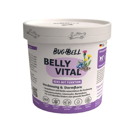 Voordeelpakket: 16x150g BugBell BugKeks insecten, bosbes & psyllium hondensnacks