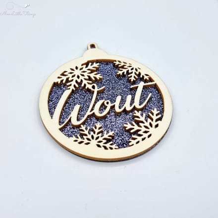[Nice Little Things] Multilayer kerstbal glitter - Met naam - Zwart - Multiplex