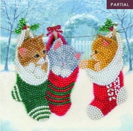 Crystal Card Kit | Diamond painting Christmas Kittens