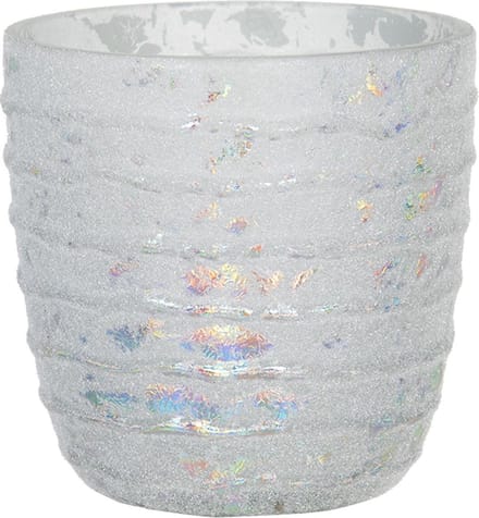 Clayre & Eef Theelichthouder Ø 10x10 cm Wit Glas