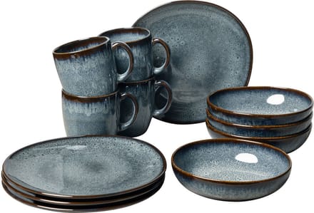 Villeroy & Boch Serviesset Lave - Grijs - 12-delig / 4 personen