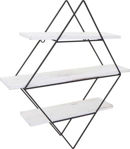 Wandplank MCW-A80, hangplank Plank, industrieel ontwerp echt hout 60x55x12cm ~ shabby white