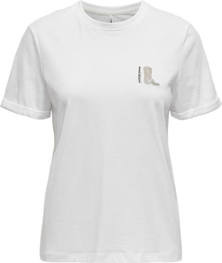 Only T-shirt Onlwest Life Ss Tee Cs Jrs 15320350 Bright White/emb Boot Dames Maat - XL
