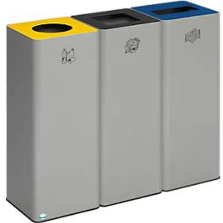 VAR Sorteerunit Quadro - plaatstaal - drievoudig - volume 3 x 70 l - verzinkt