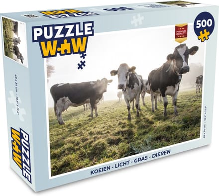 Puzzel Koeien - Licht - Gras - Dieren - Legpuzzel - Puzzel 500 stukjes