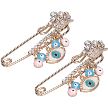 2 Pièces Broches Strass Multifonctionnelles Fabrication Exquise Design Tendance Broches Bleues beige