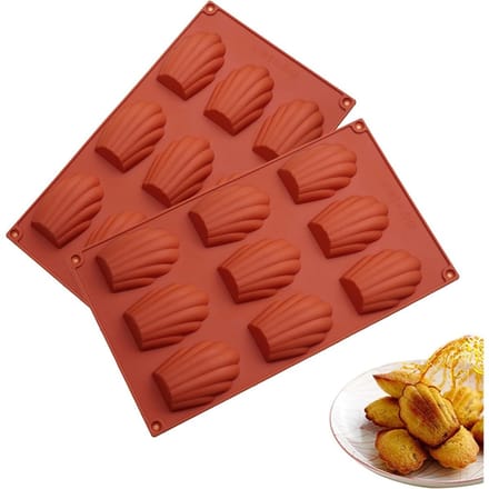 Bakvorm Siliconen - Madeleine bakvorm - siliconen - roodbruin - 9 madeleines - 2 stuks
