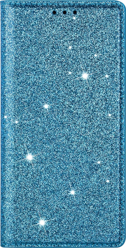 Hoesje geschikt voor iPhone 16 Plus - Bookcase - Pasjeshouder - Portemonnee - Glitter - TPU - Blauw