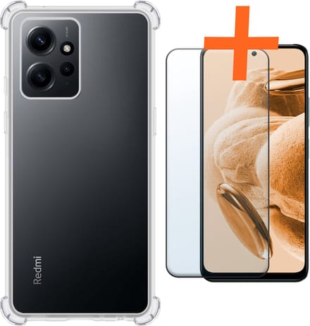 Hoes - Met Screenprotector - Geschikt voor Xiaomi Redmi Note 12 5G - Sterk & Shockproof - Siliconen Case - Back Cover - Telefoon Hoes - Shock Proof - Transparant