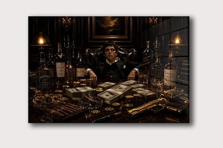 Maffia Baas schilderij op plexiglas 80x50cm