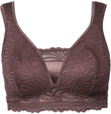 Ulla Popken - Dames - Bralette kant zonder beugel - Aarde - Maat 100E
