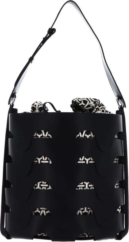 COCCINELLE Leren Schoudertas Medhuse Bucket Bag Noir / Multi. Noir Zwart
