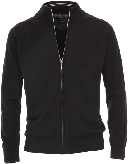 Casa Moda heren vest katoen - zwart (met rits)
