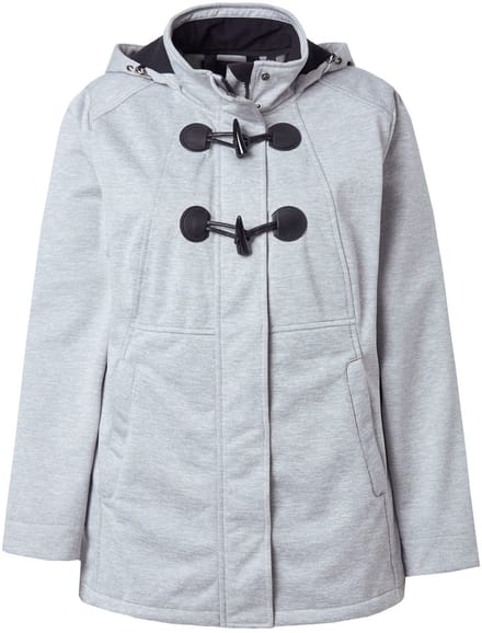 Ulla Popken - Dames - HYPRAR softshell-jas houtje-touwtjeknopen waterafstotend - Lichtgrijs melange - Maat 62+