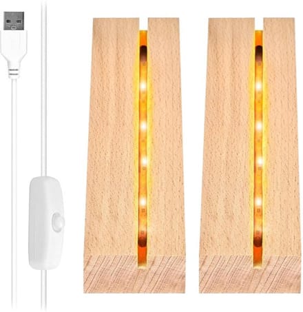 Allecto - Led-sokkel - Houten sokkel met USB-schakelaar - Verlichte