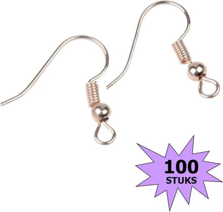 Fako Bijoux® - Oorbel Haakjes - Rosé Goudkleurig - 100 Stuks
