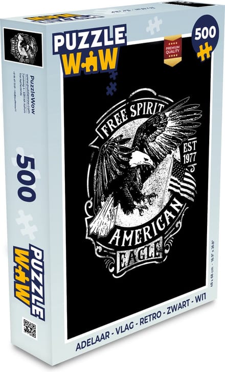 Puzzel Adelaar - Vlag - Retro - Zwart - Wit - Legpuzzel - Puzzel 500 stukjes