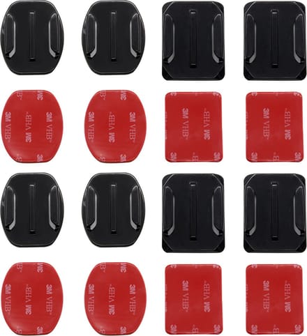 8x Actioncam mounts + sticker - 4x flat - 4x curved - gopro - hero - 8/7/6/5/session/4/3/2/1 zwart
