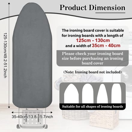 Strijkplankovertrek Katoen Elastisch voor Strijkplanken 125-130x35-40cm Grijs