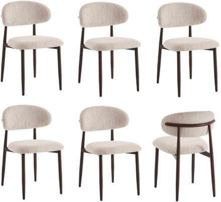 Furnihaus Eetkamerstoelen set van 6 - Celia beige - Japandi kuipstoel
