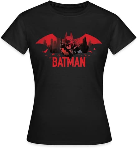 Batman Met Vleermuizen En Rood Batman-Logo T-Shirt Dames