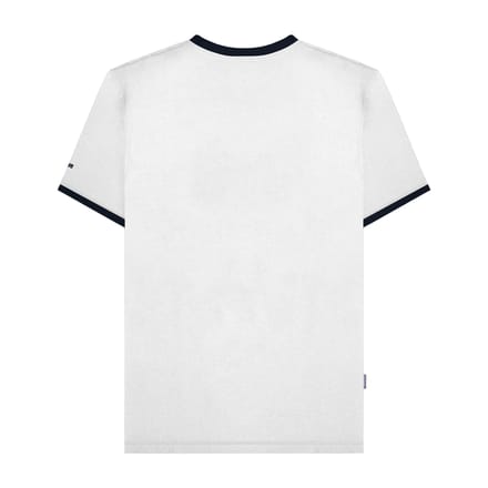 Lambretta Heren SS25 Ringer Logo T-Shirt (Wit/Marineblauw)