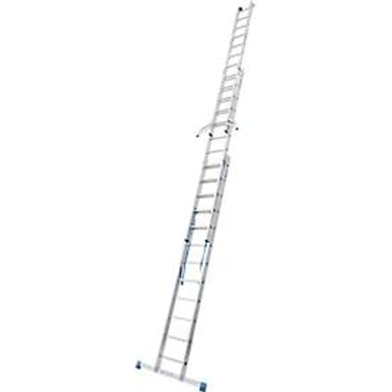 Multifunctionele ladder van aluminium 3 x 12 sporten, met trigon-dwarssteun