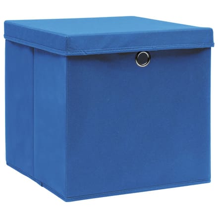 vidaXL - Opbergboxen - met - deksel - 4 - st - 28x28x28 - cm - blauw