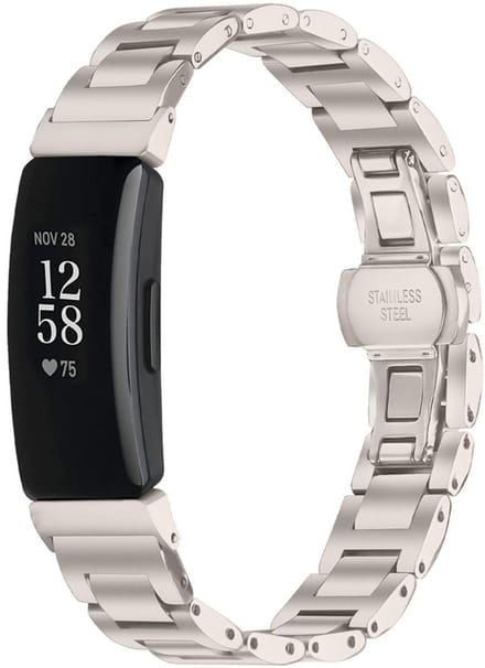 Stalen bandje - geschikt voor Fitbit Inspire 3 - rvs band met vlindersluiting - champagne