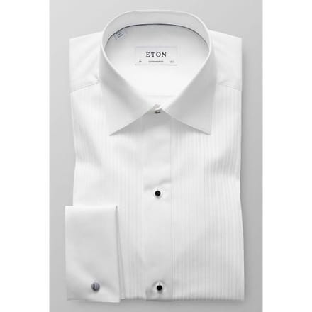 Eton Overhemd Plissé Black Tie Wit / male