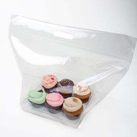 Draagtassen voor 6 Cupcakes 45,6x22,9x30,8cm met Gripsluiting (100 stuks)