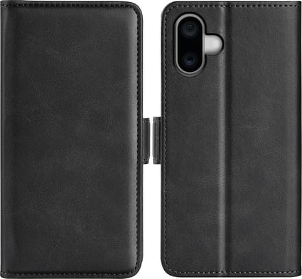 MobyDefend Hoesje - Geschikt voor iPhone 16 - Luxe Wallet Book Case (Sluiting Zijkant) - Zwart